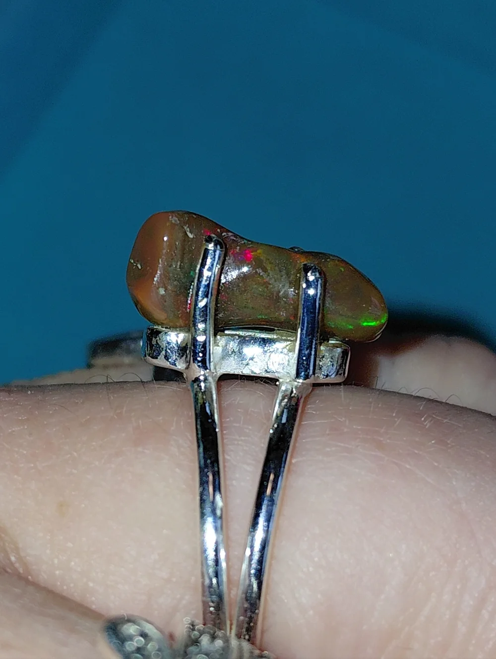 Fire Ethiopian Opal Sterling Silver Ring Size 7.25